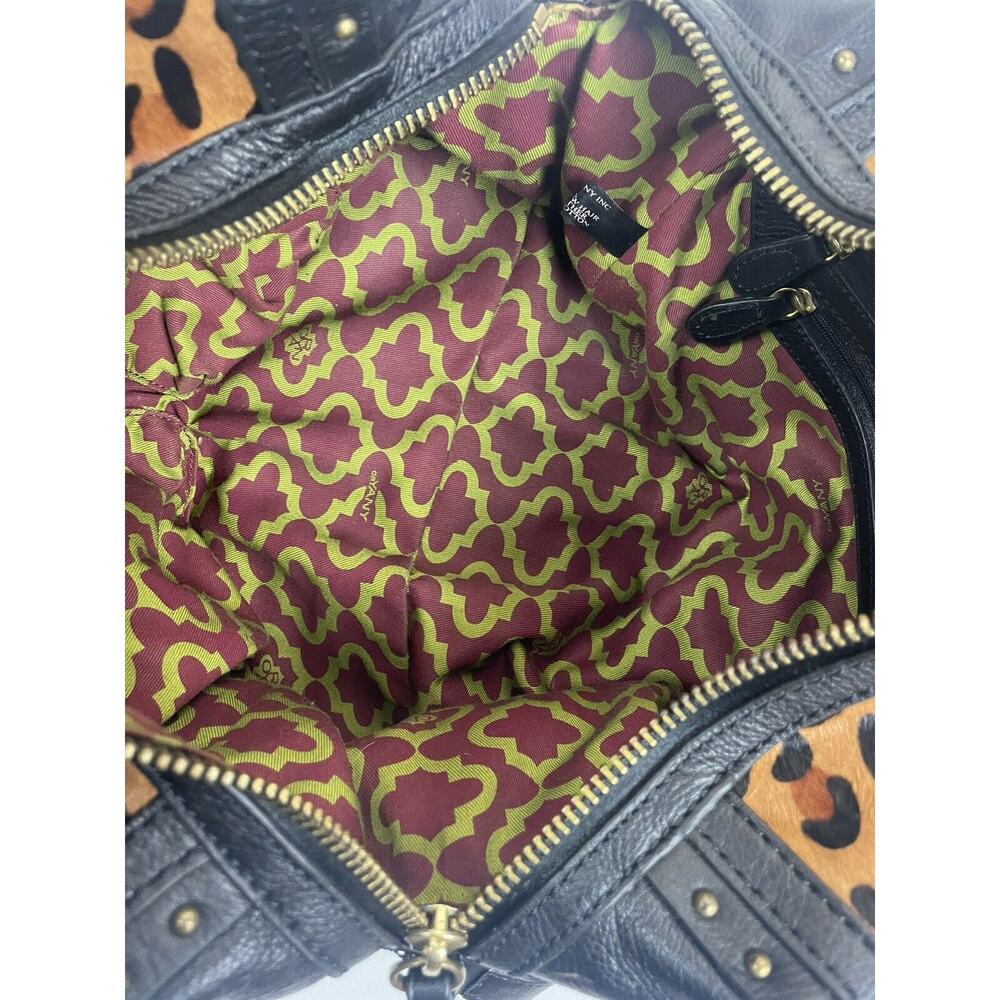 ORYANY Kelly Calf Hair Satchel Bag Leopard Black Leather 2 Handles KL053 Purse - Picture 10 of 11